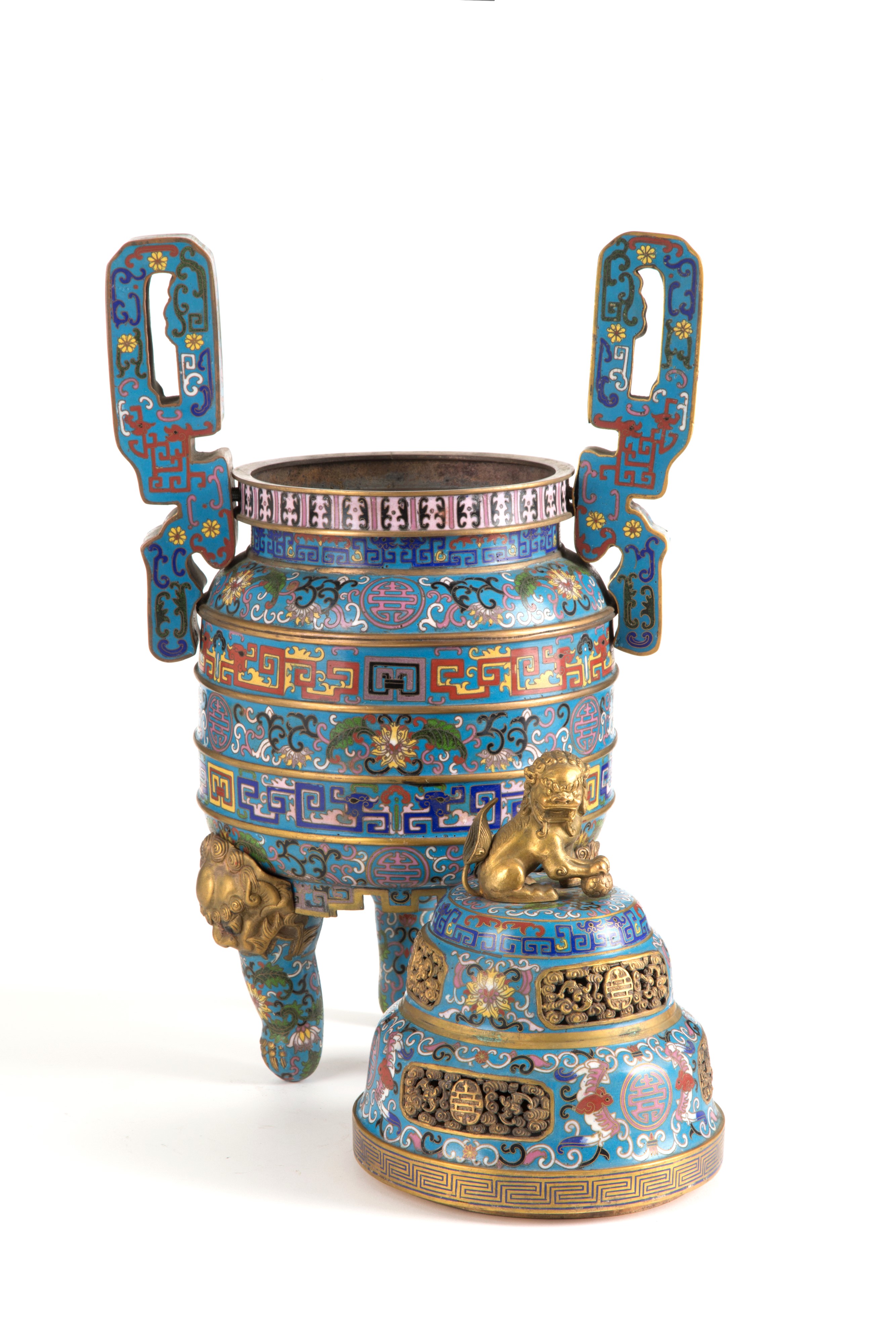 Incensiere in bronzo con smalti cloisonné