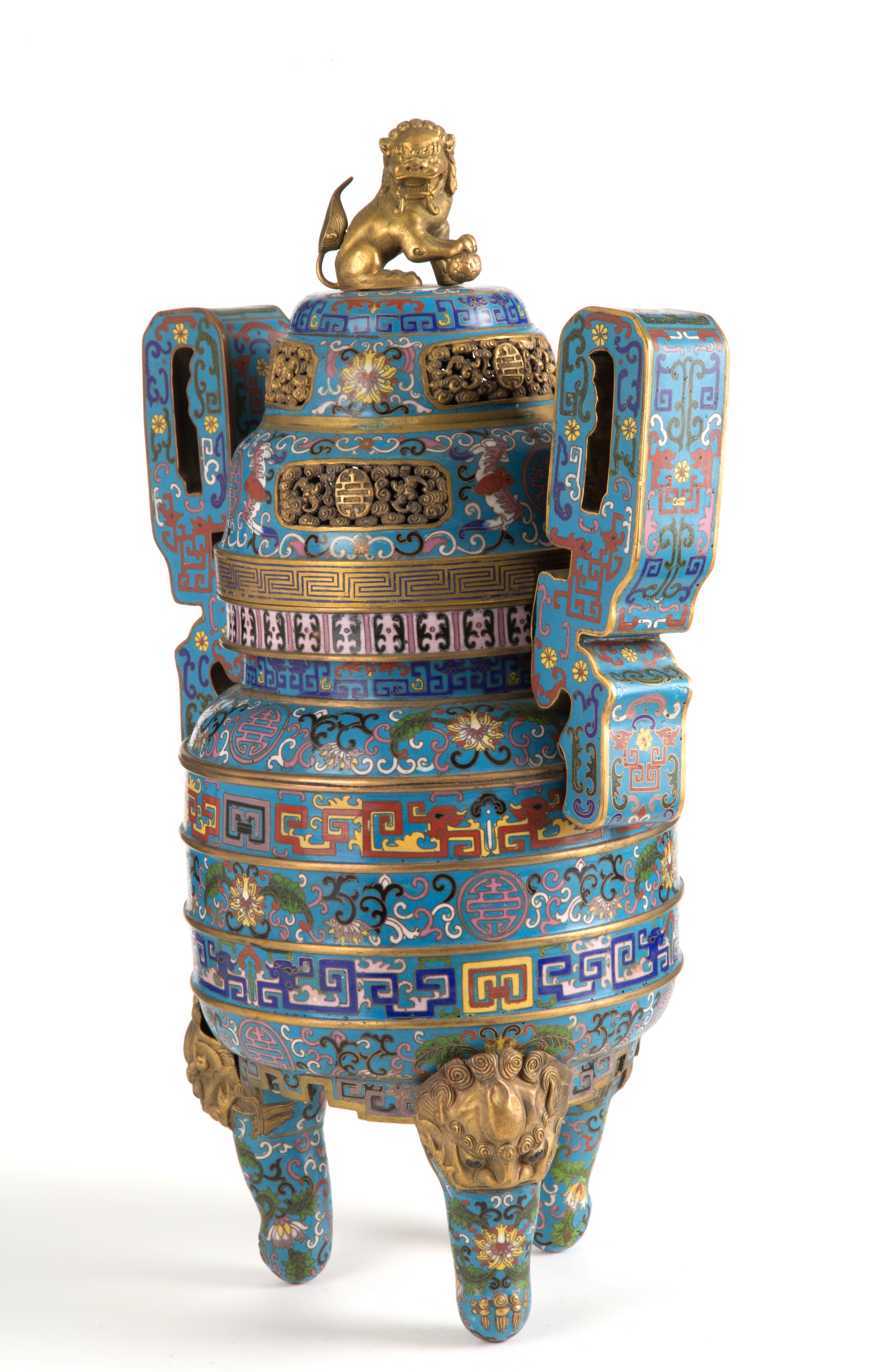 Incensiere in bronzo con smalti cloisonné