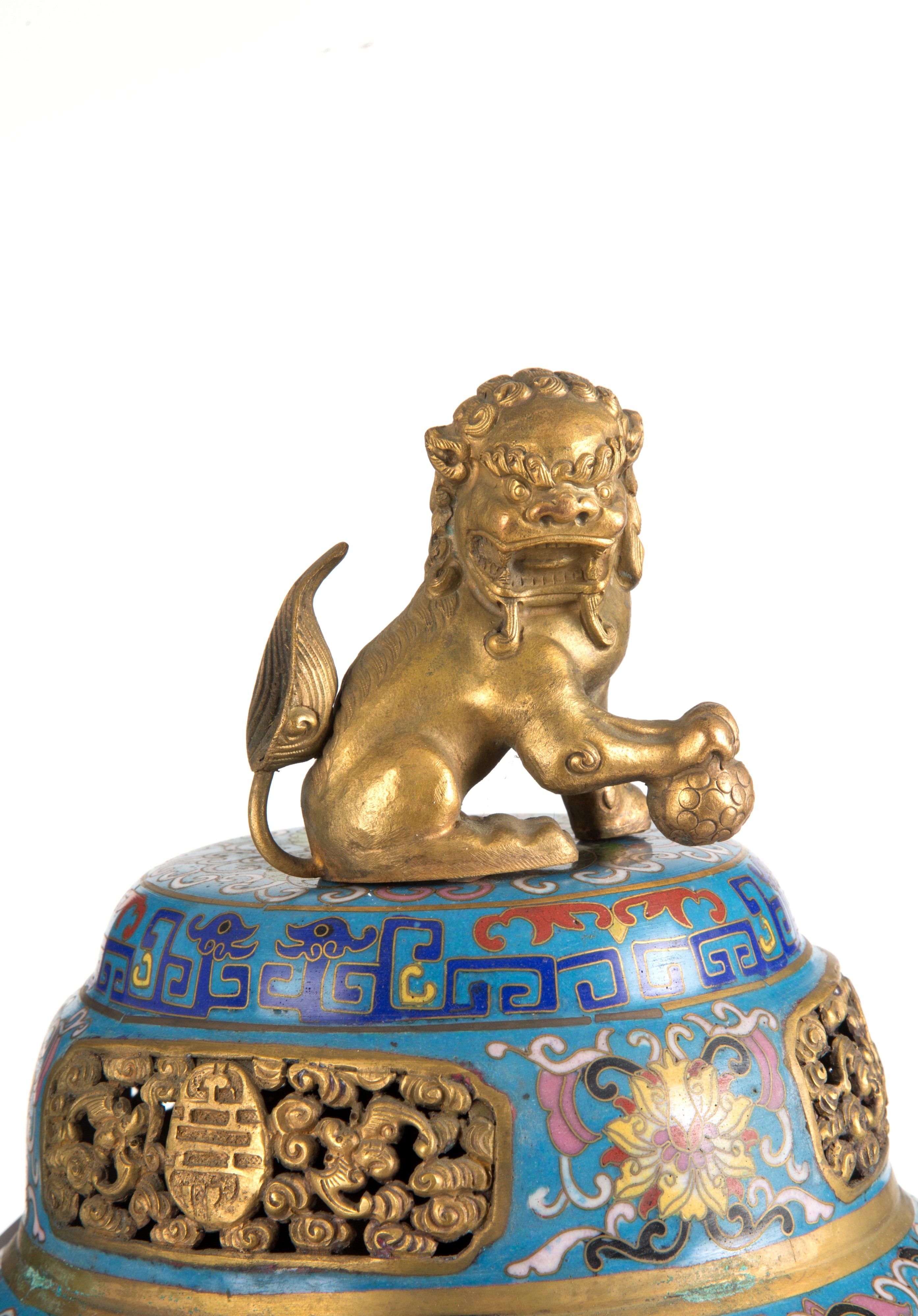 Incensiere in bronzo con smalti cloisonné