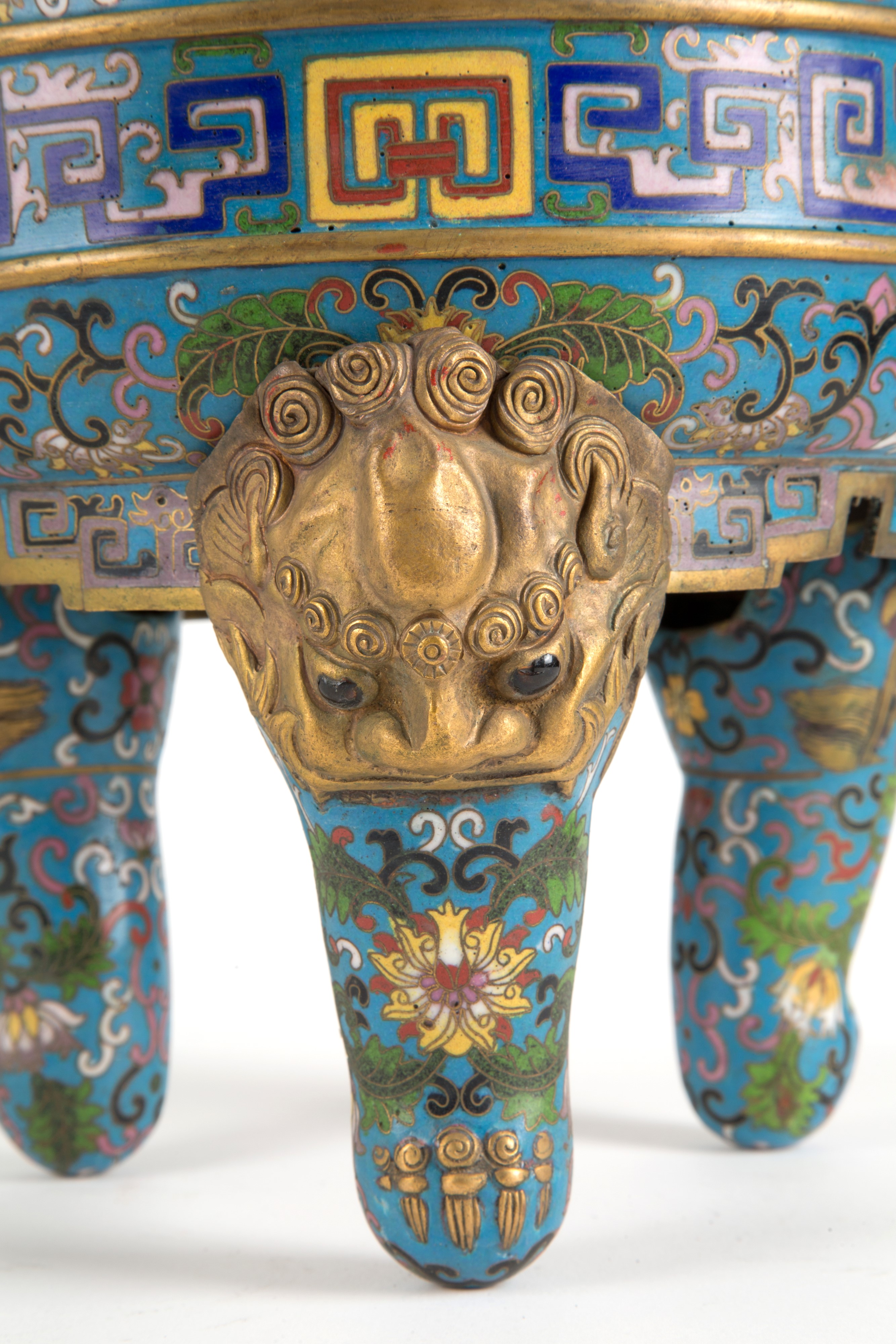 Incensiere in bronzo con smalti cloisonné