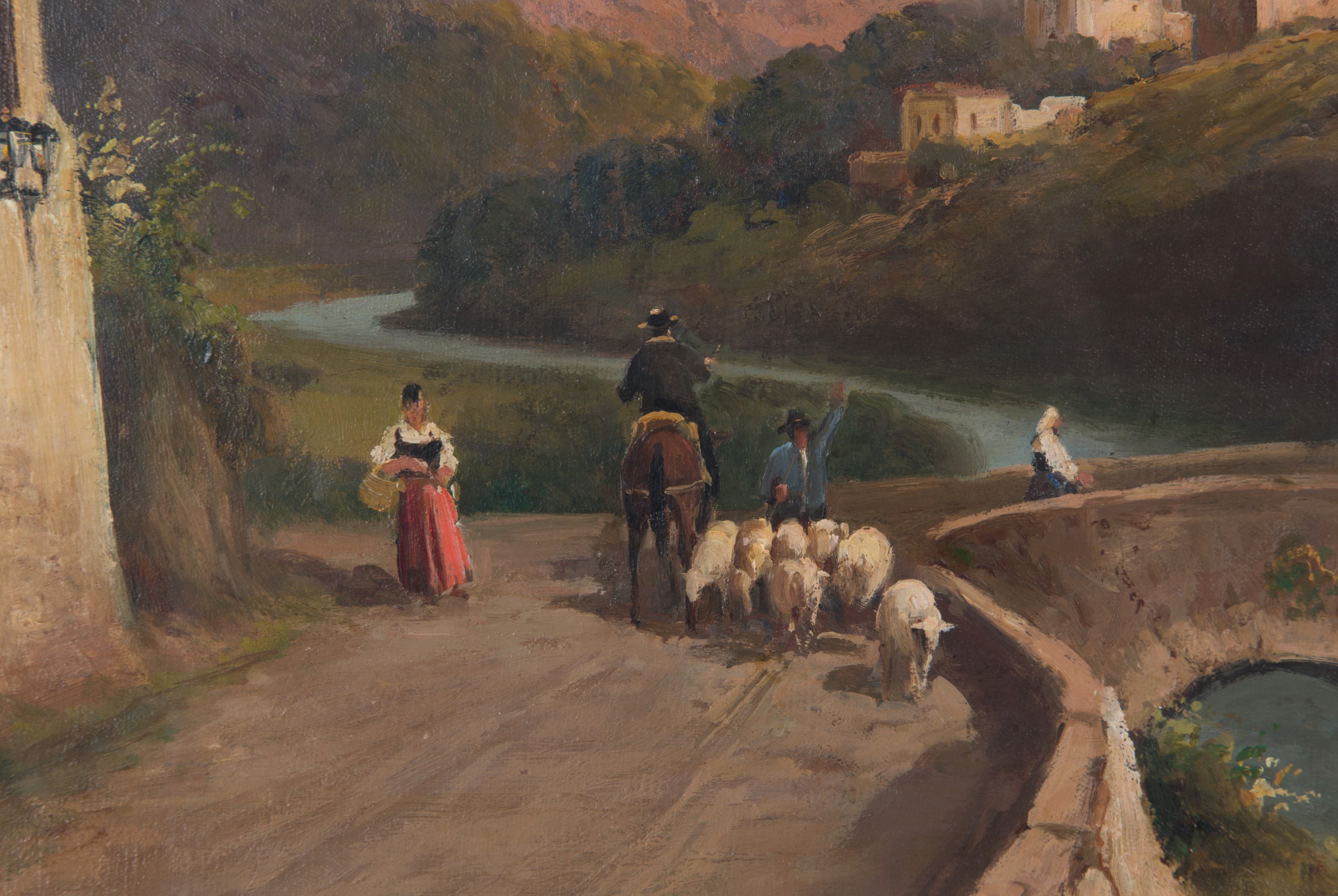 Dipinto "PAESAGGIO CON PERSONAGGI E PECORE"