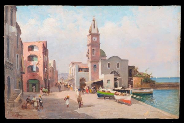 VINCENZO CANINO - Painting "CHURCH BY THE SEA"