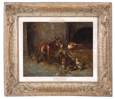 Dipinto "animali nella Stalla"