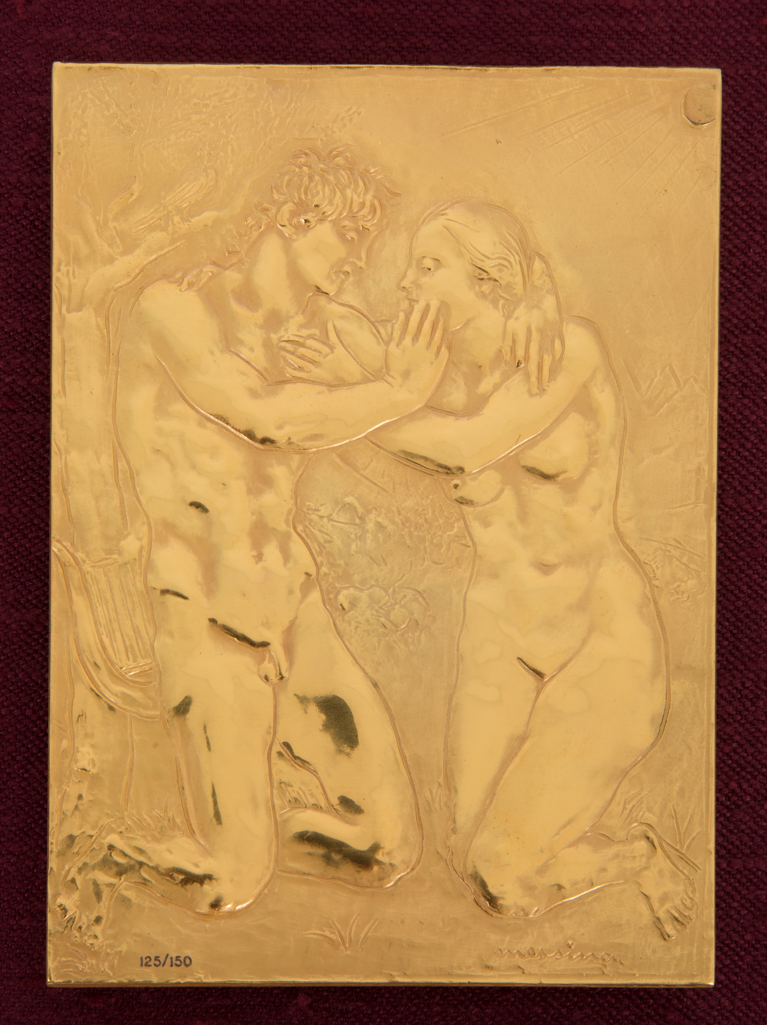 Francesco Messina - Due Placche in Bronzo Dorato "adamo ed Eva" e "studi di Nudo"