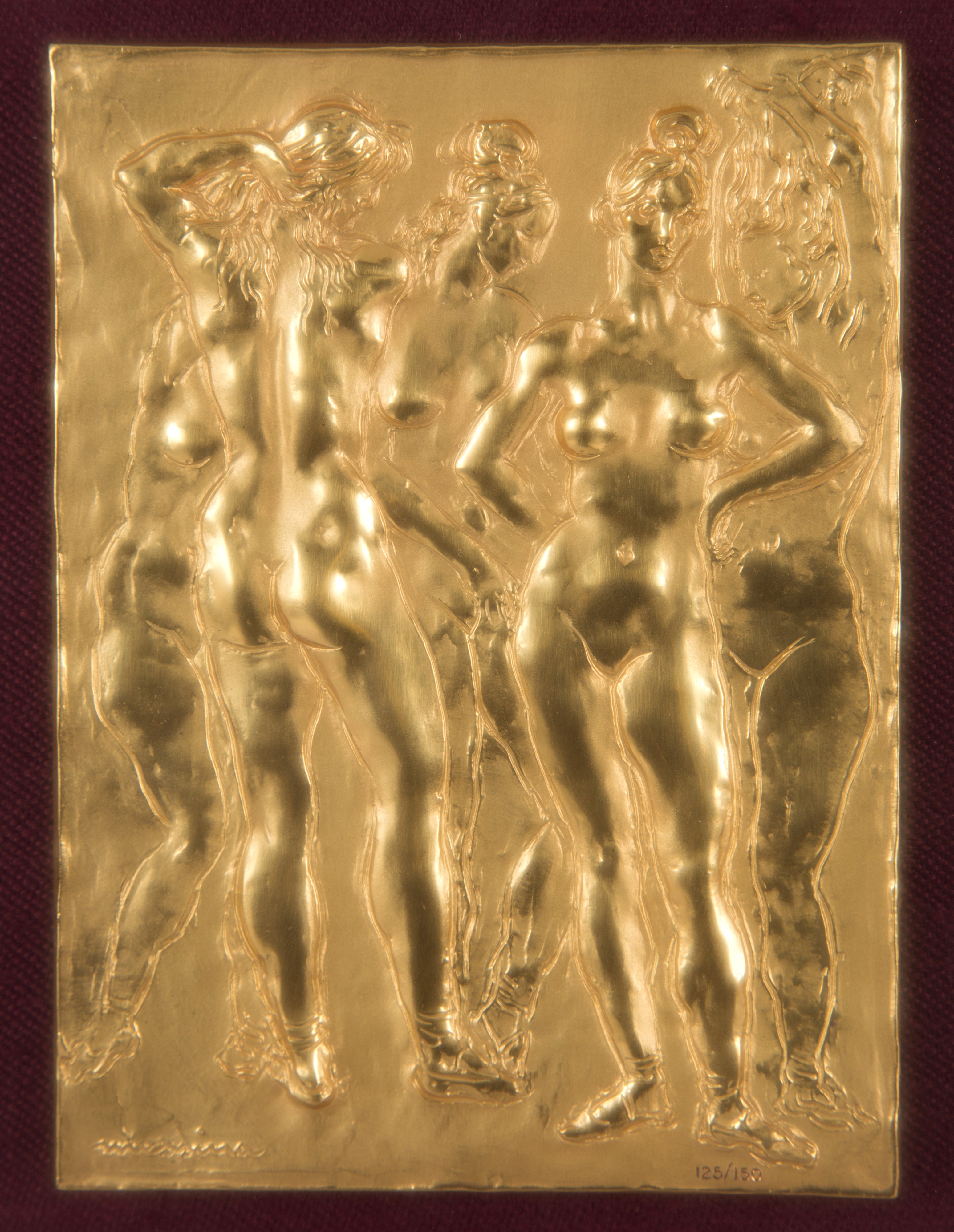 Francesco Messina - Due Placche in Bronzo Dorato "adamo ed Eva" e "studi di Nudo"