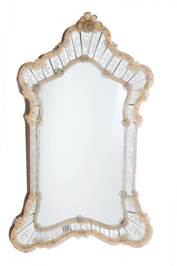 Mirror covered in Murano glass