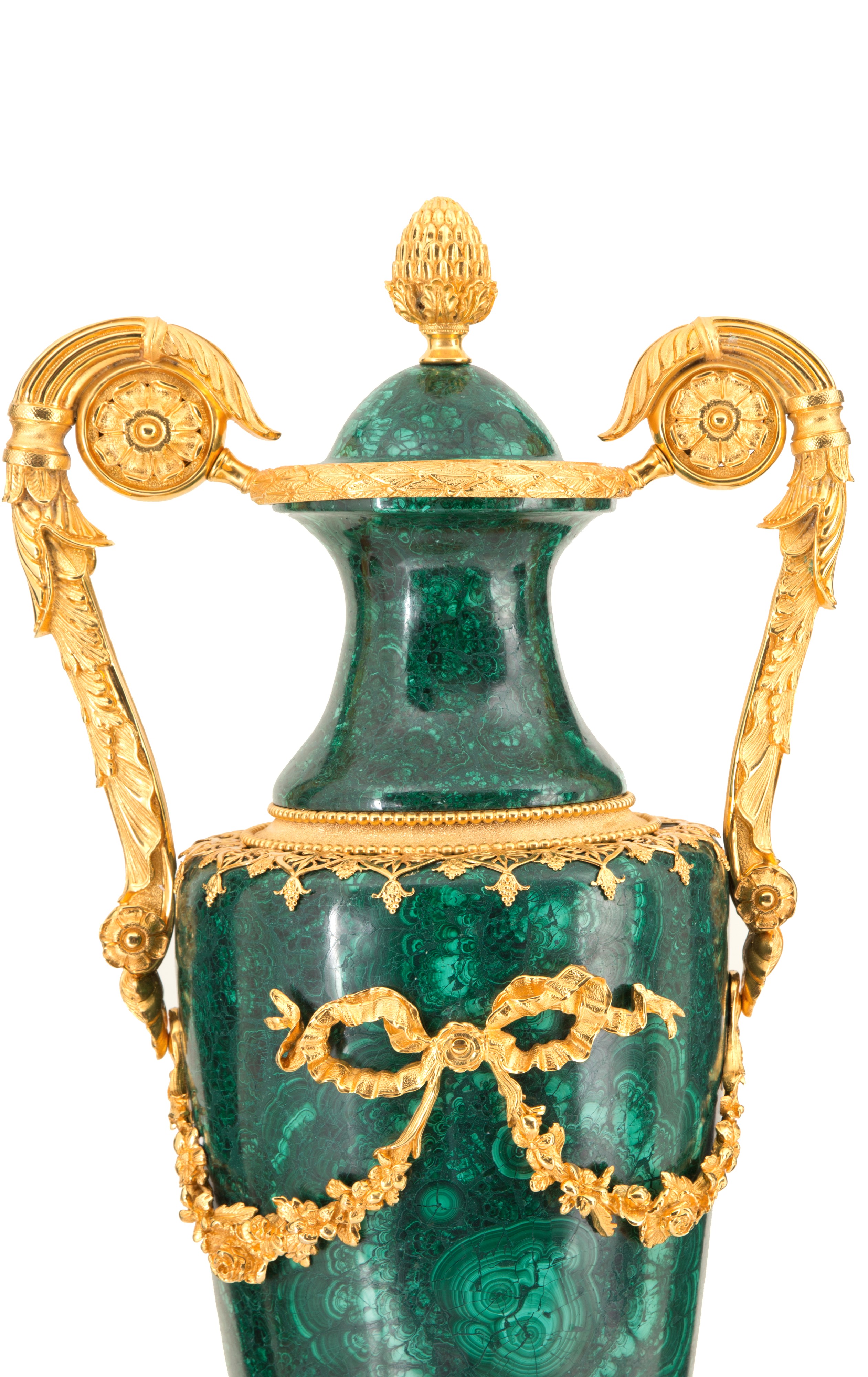 Vaso in Malachite con Anse