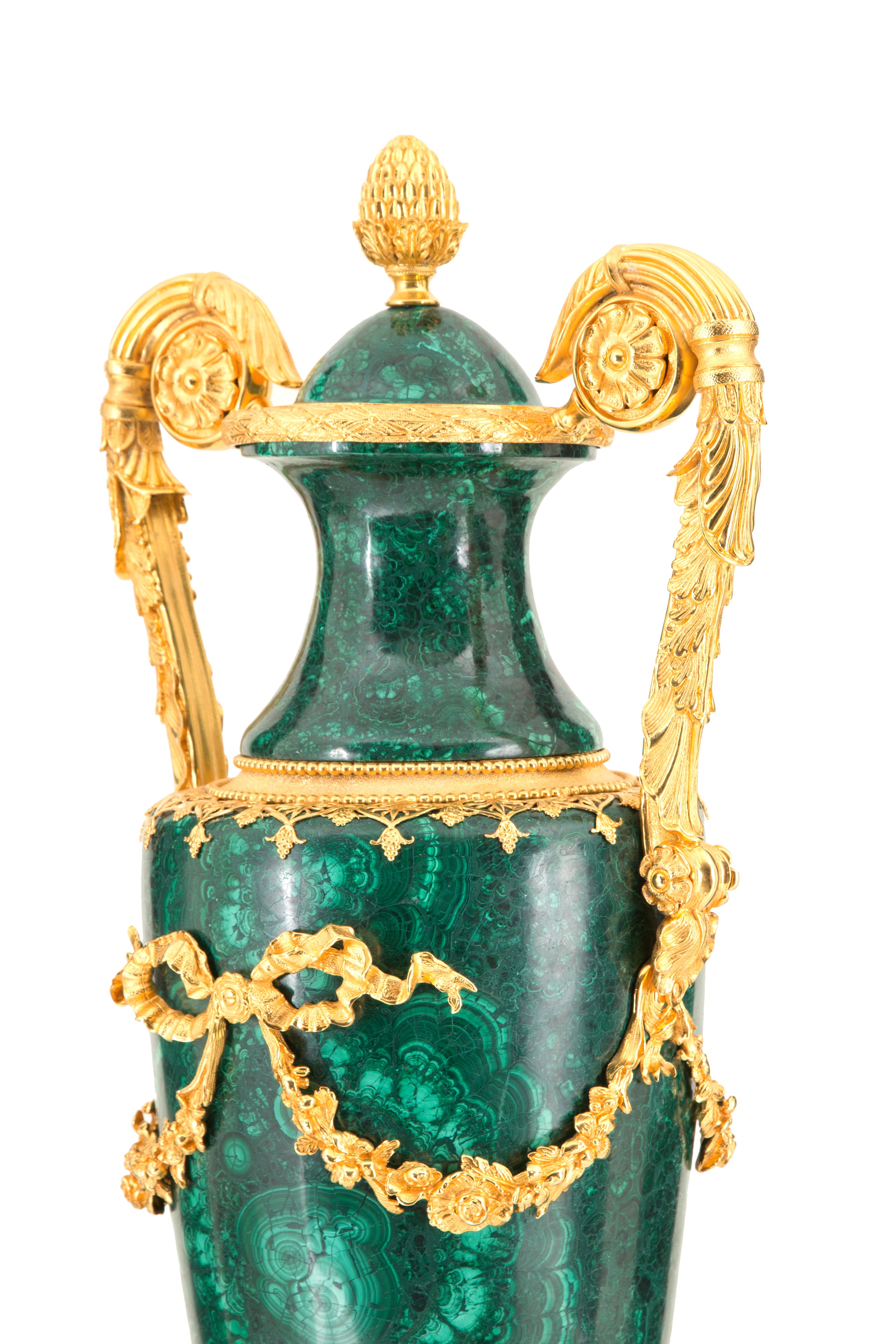 Vaso in Malachite con Anse