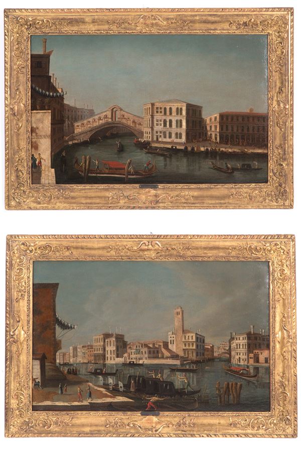 FRANCESCO TIRONI - Pair of paintings "VIEWS OF VENICE"