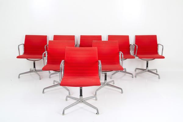 CHARLES EAMES,RAY EAMES - Eight EA 108 chairs for ICF under license from HERMAN MILLER