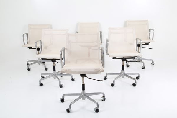 CHARLES EAMES,RAY EAMES - Six white chairs EA 117 for ICF