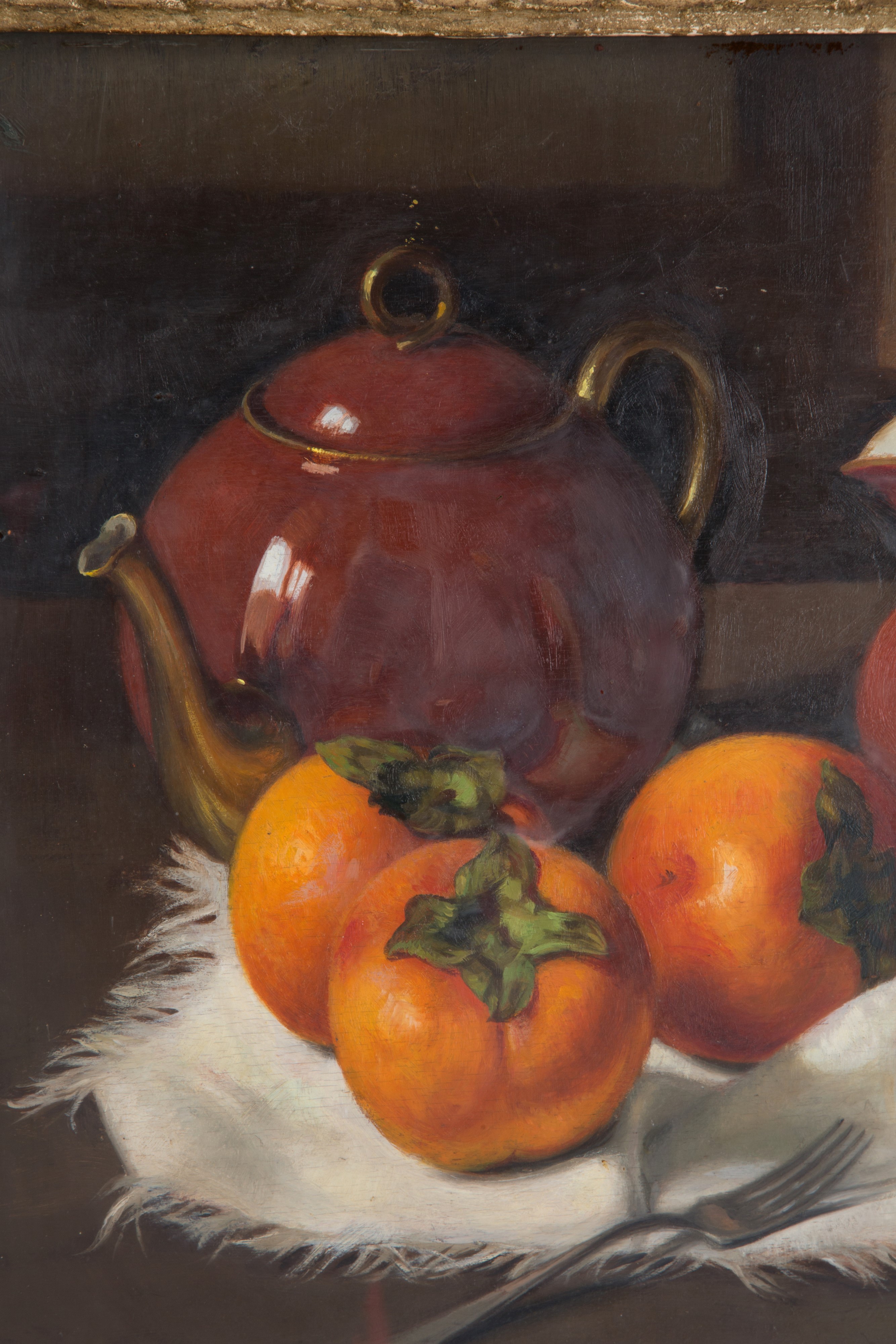 Vittorio Gussoni - Dipinto "cachi con Teiera e Lattiera"