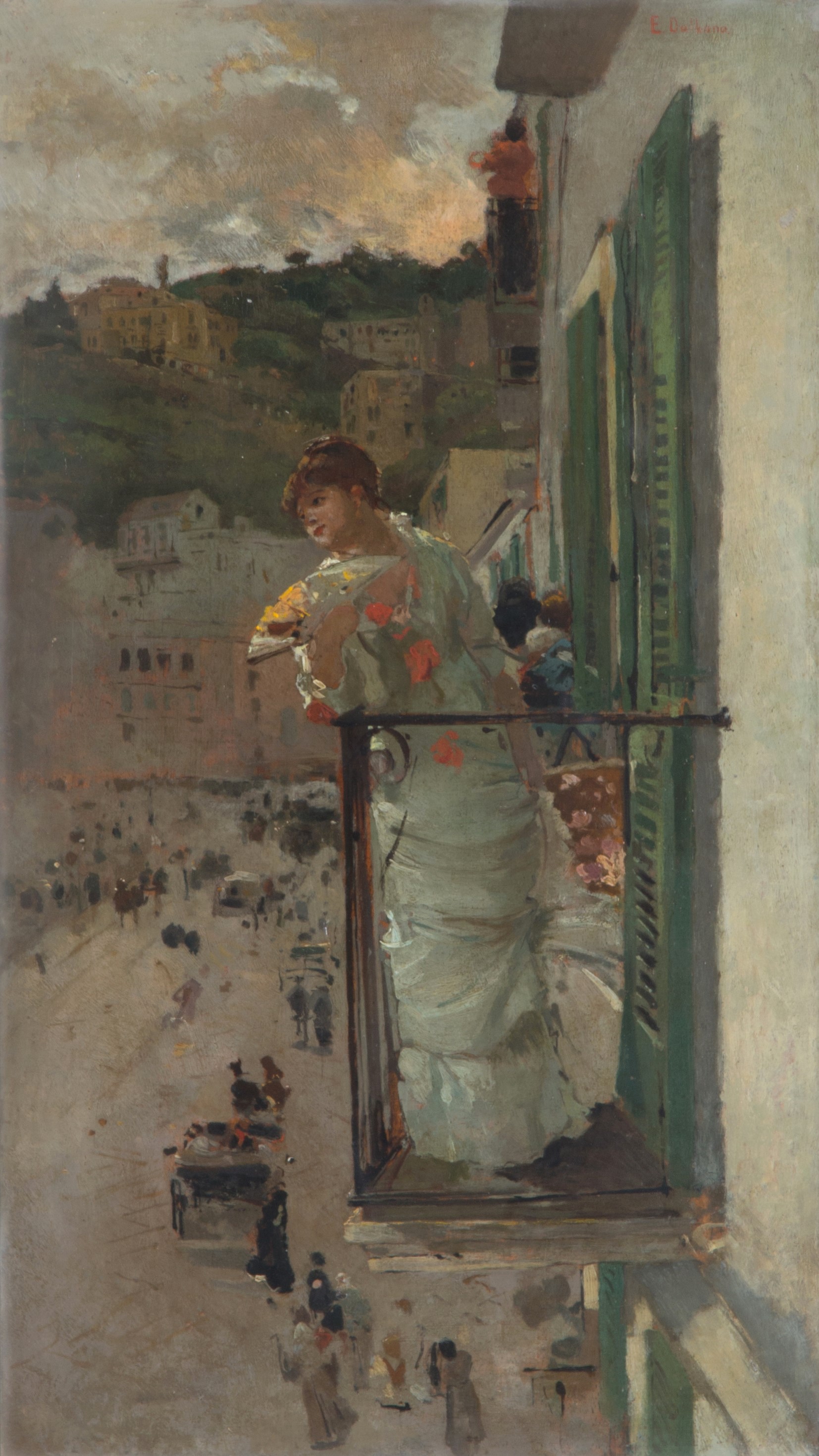 Eduardo Dalbono - Dipinto "amore dal Balcone"