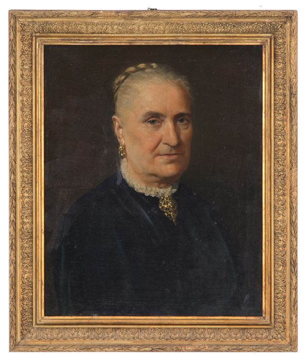 VICTORIANO  CODINA Y LANGLIN - Painting "PORTRAIT OF A OLD LADY"