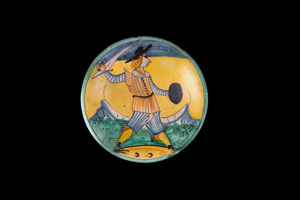 Majolica plate with soldier