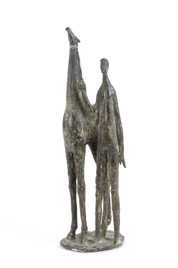 VIRGINIO PESSINA - Sculpture "WOMAN WITH HORSE"