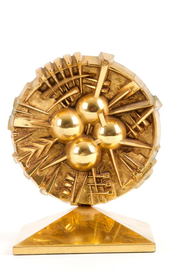 ARNALDO POMODORO - Sculpture "DISCO". Numbered 14/50