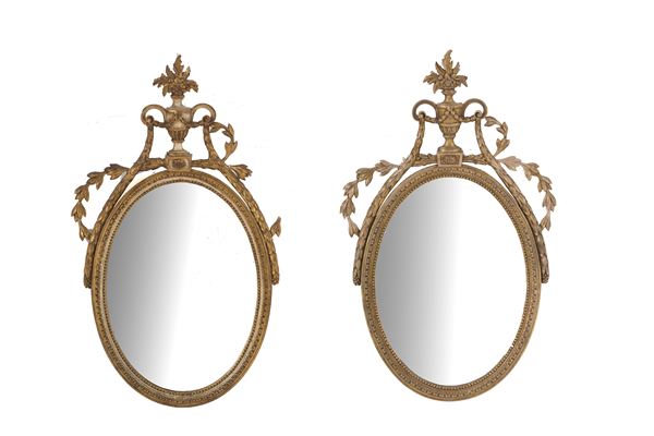 Pair of oval mirrors