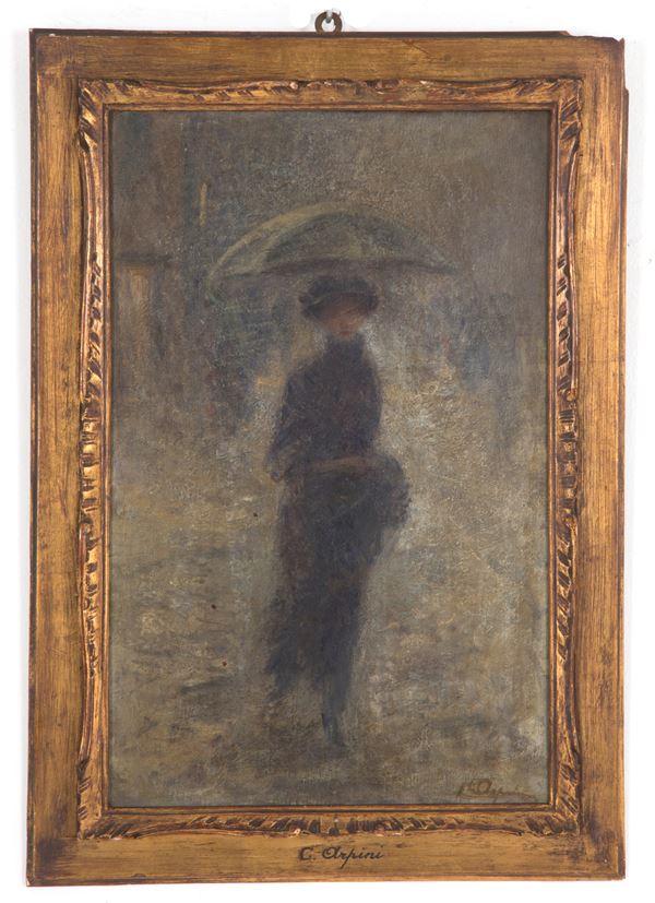CARLO ARPINI - Study for painting "THE FIRST SNOW"