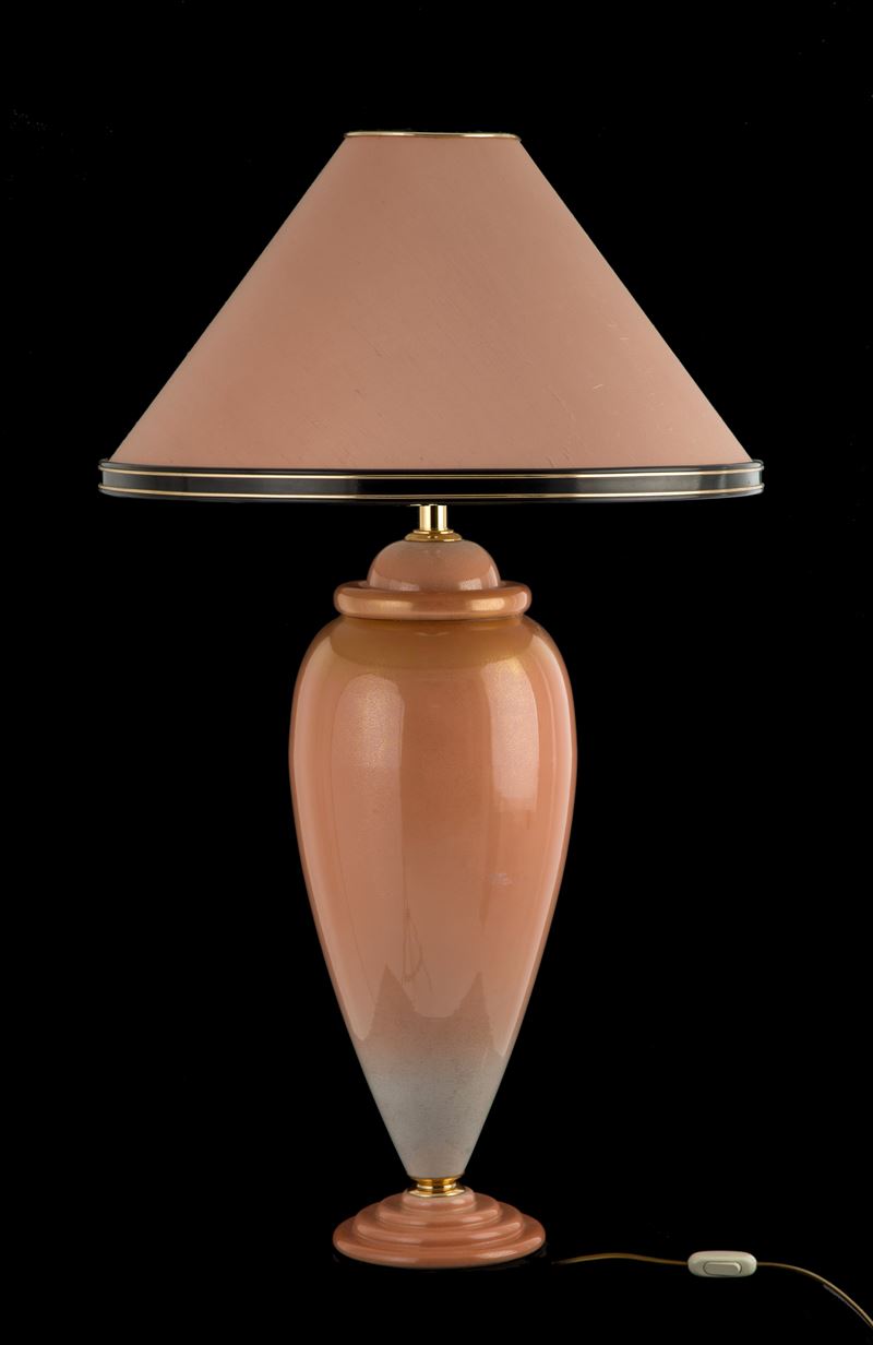 Giulia Mangani, Grande lampada in porcellana rosa e oro