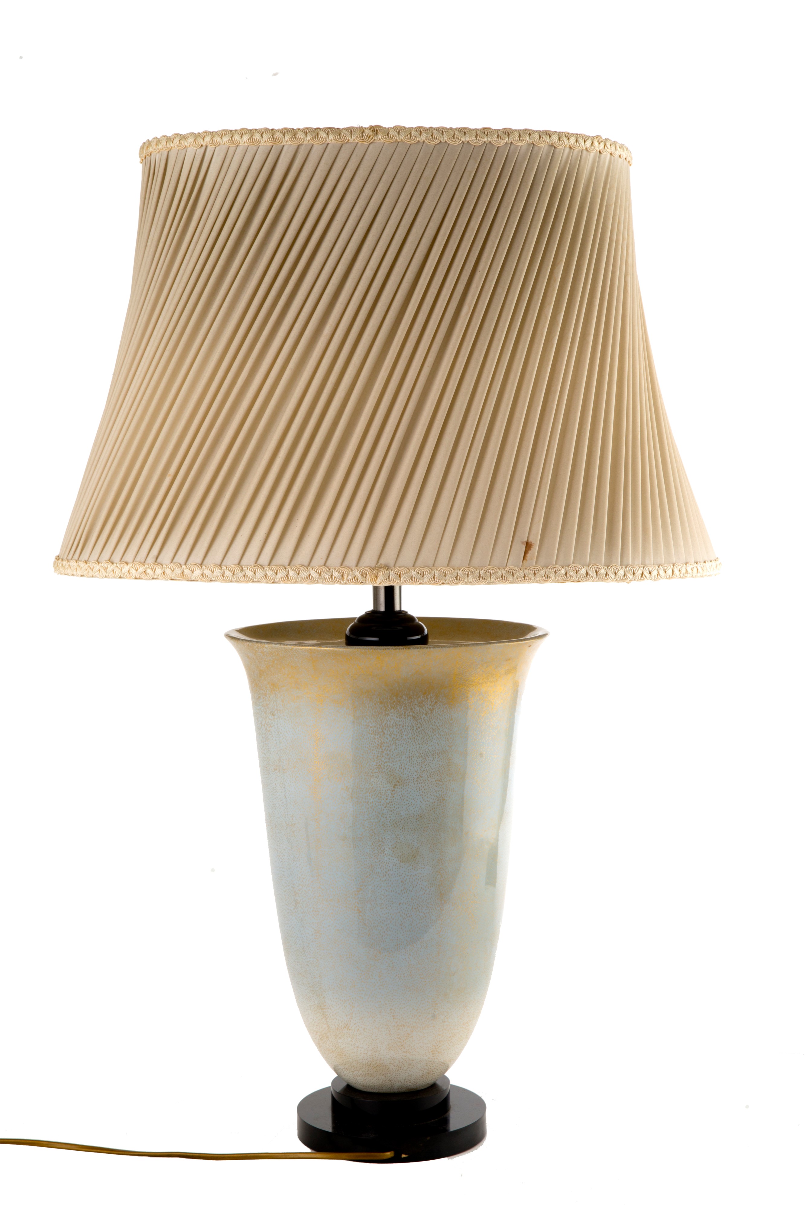 GIULIA MANGANI, Lampada in porcellana azzurra lumeggiata in oro