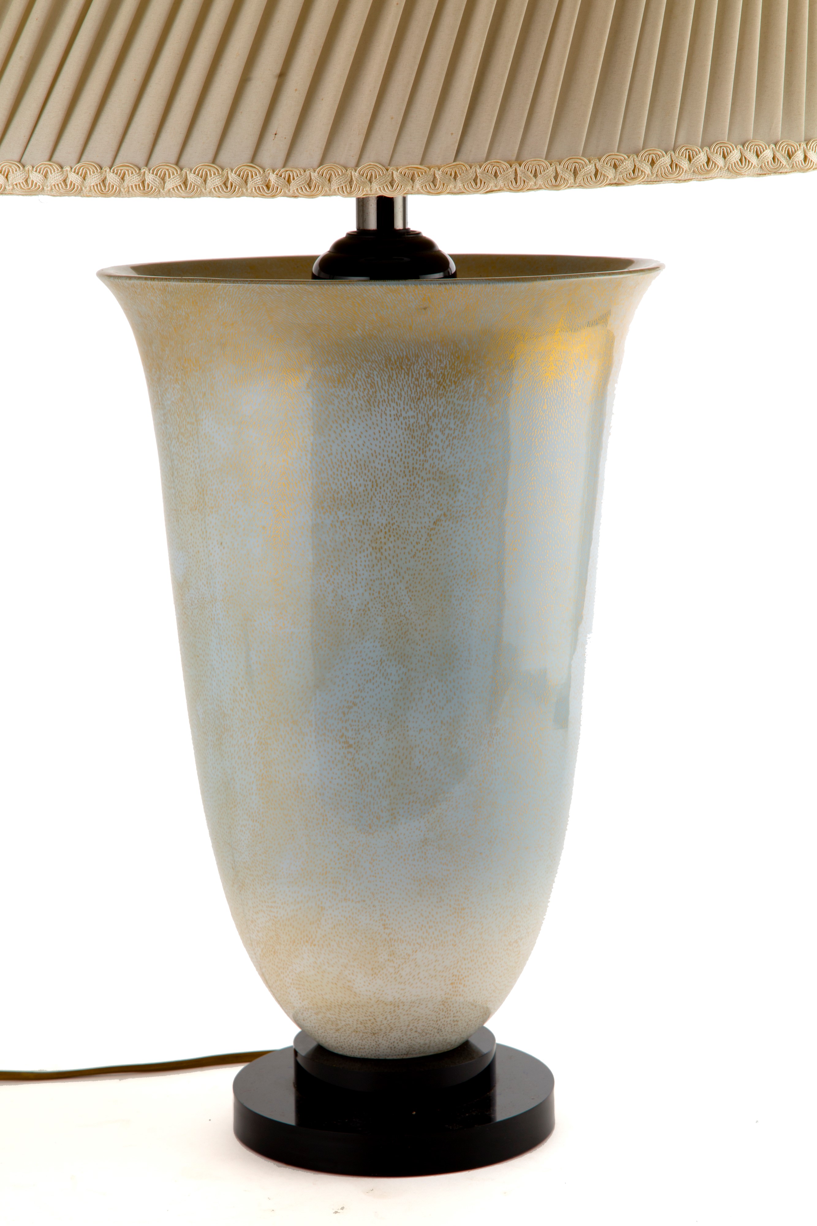 GIULIA MANGANI, Lampada in porcellana azzurra lumeggiata in oro