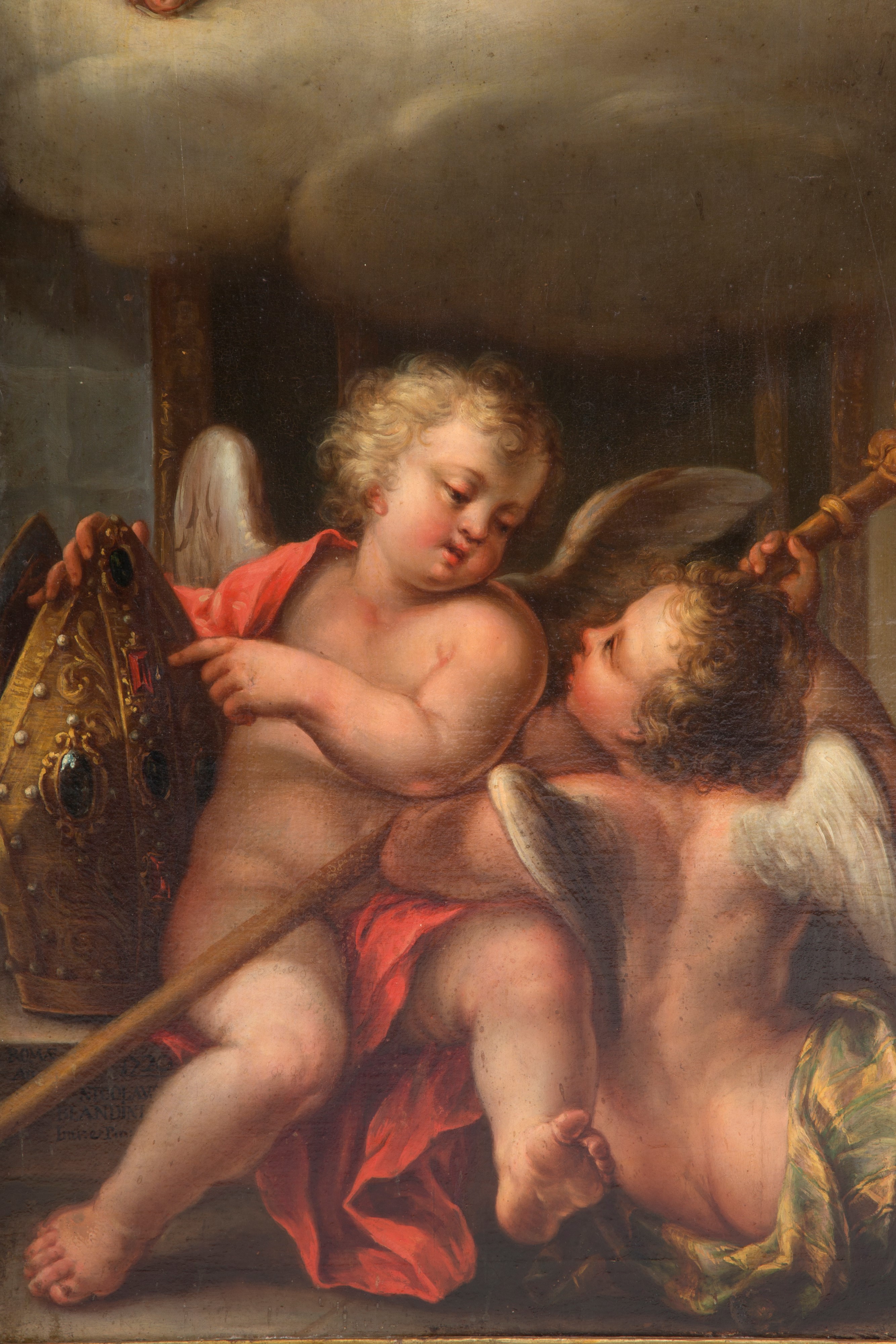 Dipinto "san Francesco di Sales in Adorazione della Vergine con Putti"