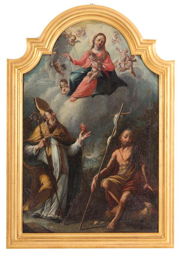 Dipinto  "SANT'AGOSTINO, SAN GIOVANNI BATTISTA E LA VERGINE CON BAMBINO E PUTTI"