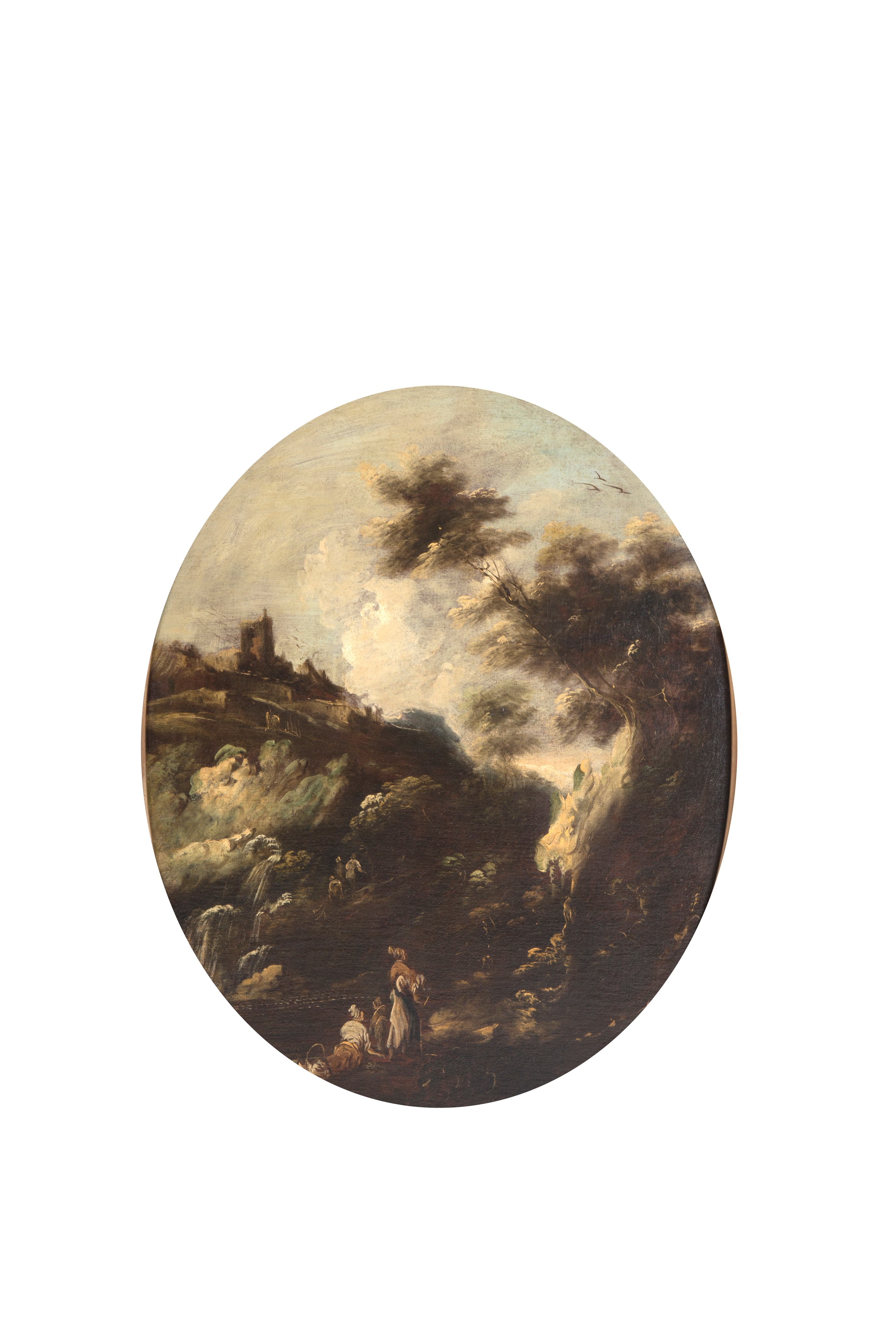 Dipinto "paesaggio Boschivo con Personaggi"
