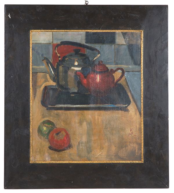 NIKOLAI PETROVICH KRIMOV - Painting "STILL LIFE WITH TEAPOTS"