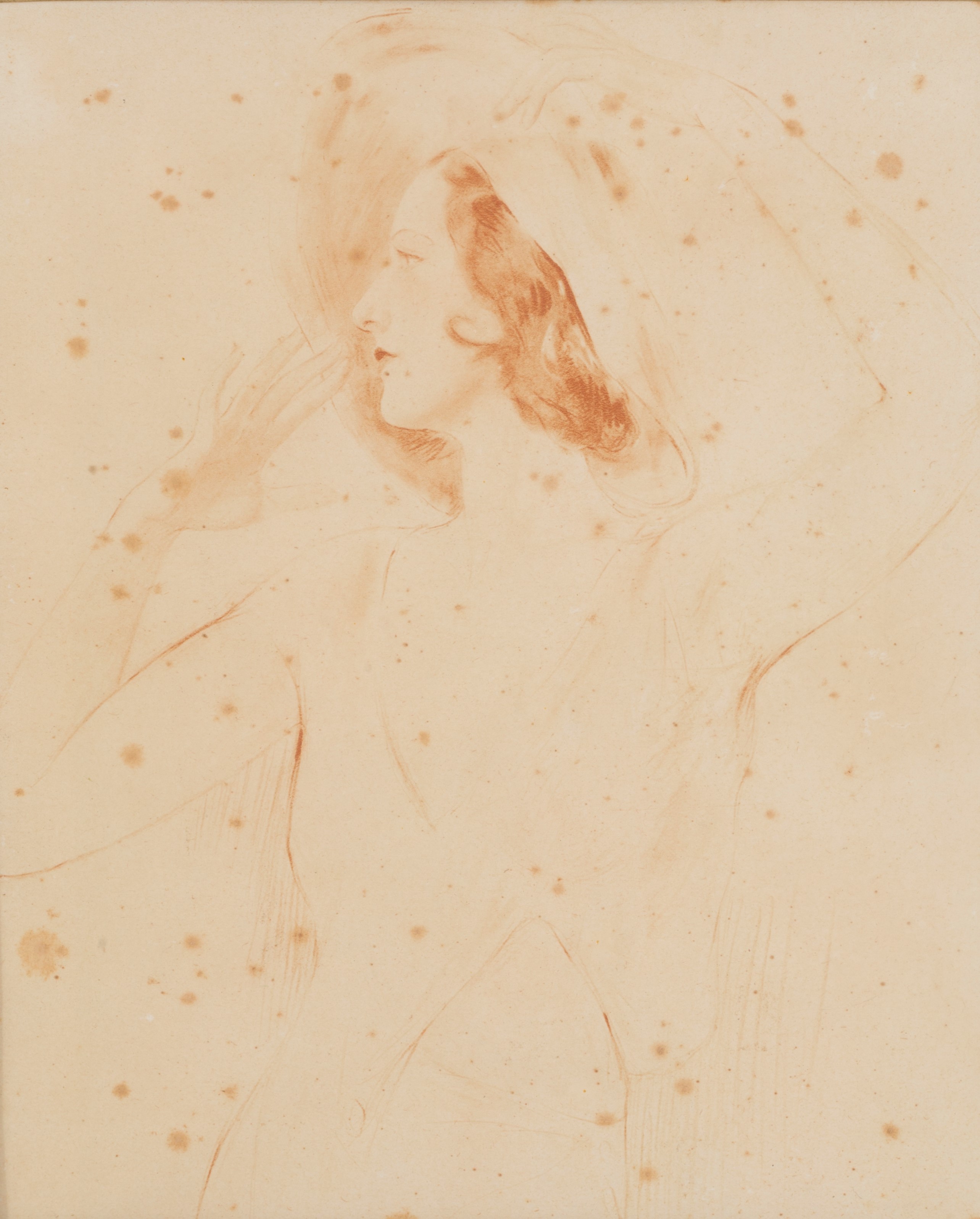 Disegno a Sanguigna "donna con Cappello"