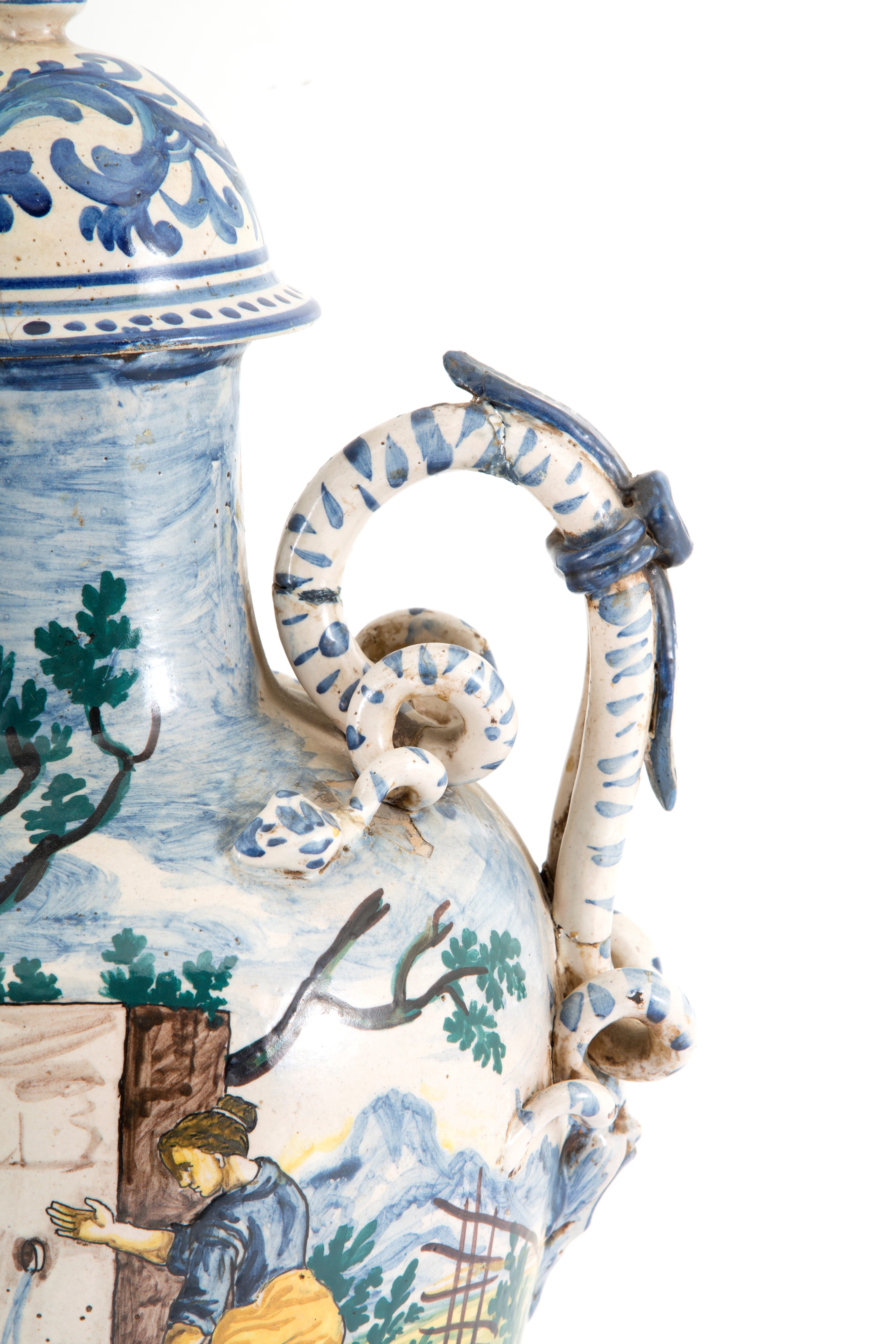 Vaso in maiolica policroma