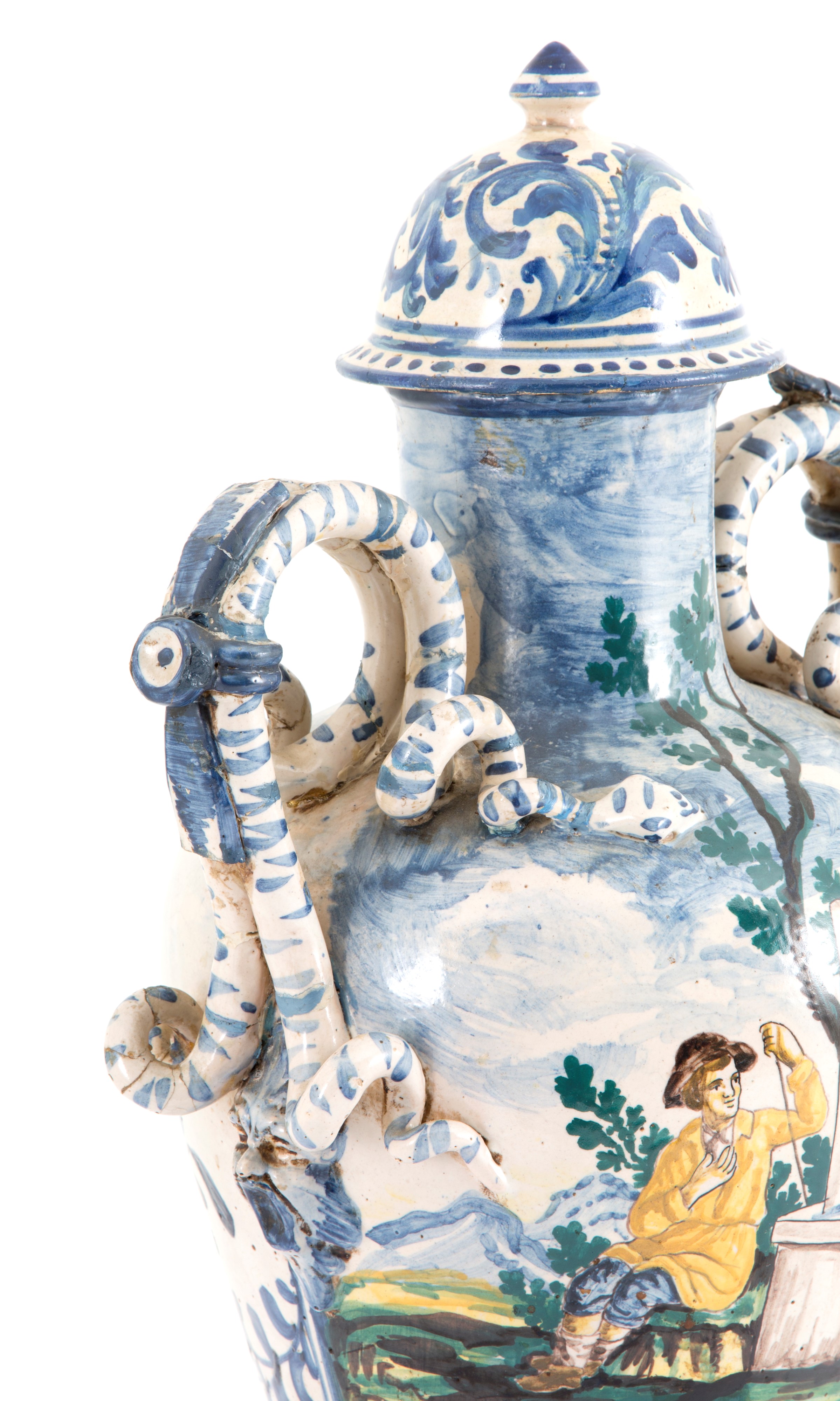 Vaso in maiolica policroma