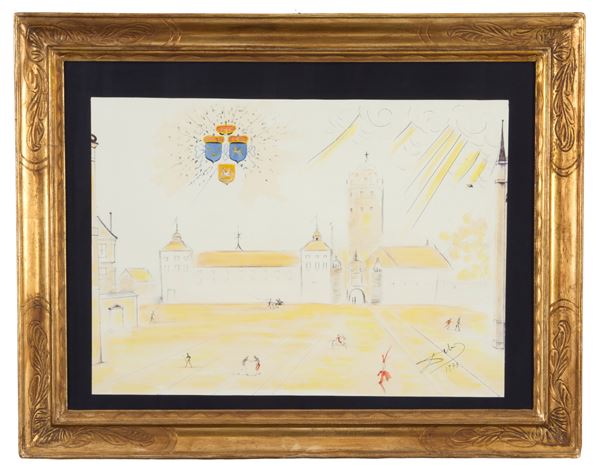 SALVADOR DALI' - Mixed media "STOCKHOLM CASTLE"