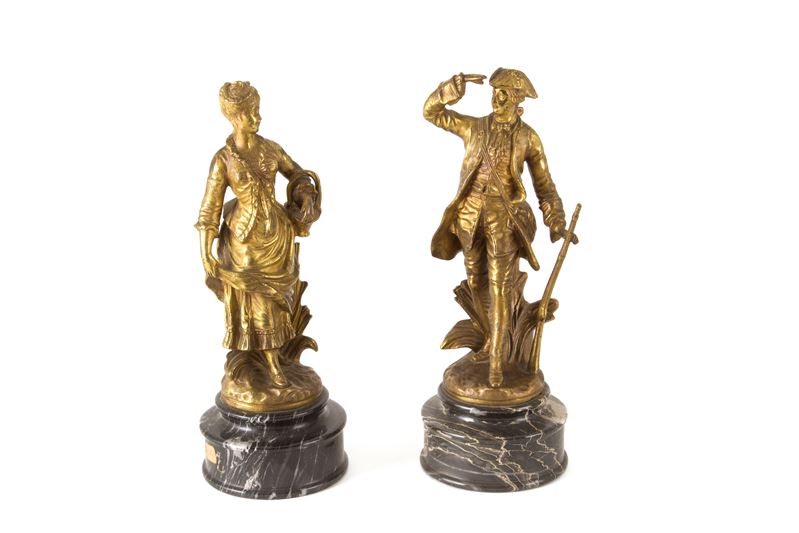 Coppia di Bronzetti "ufficiale e Gentildonna"