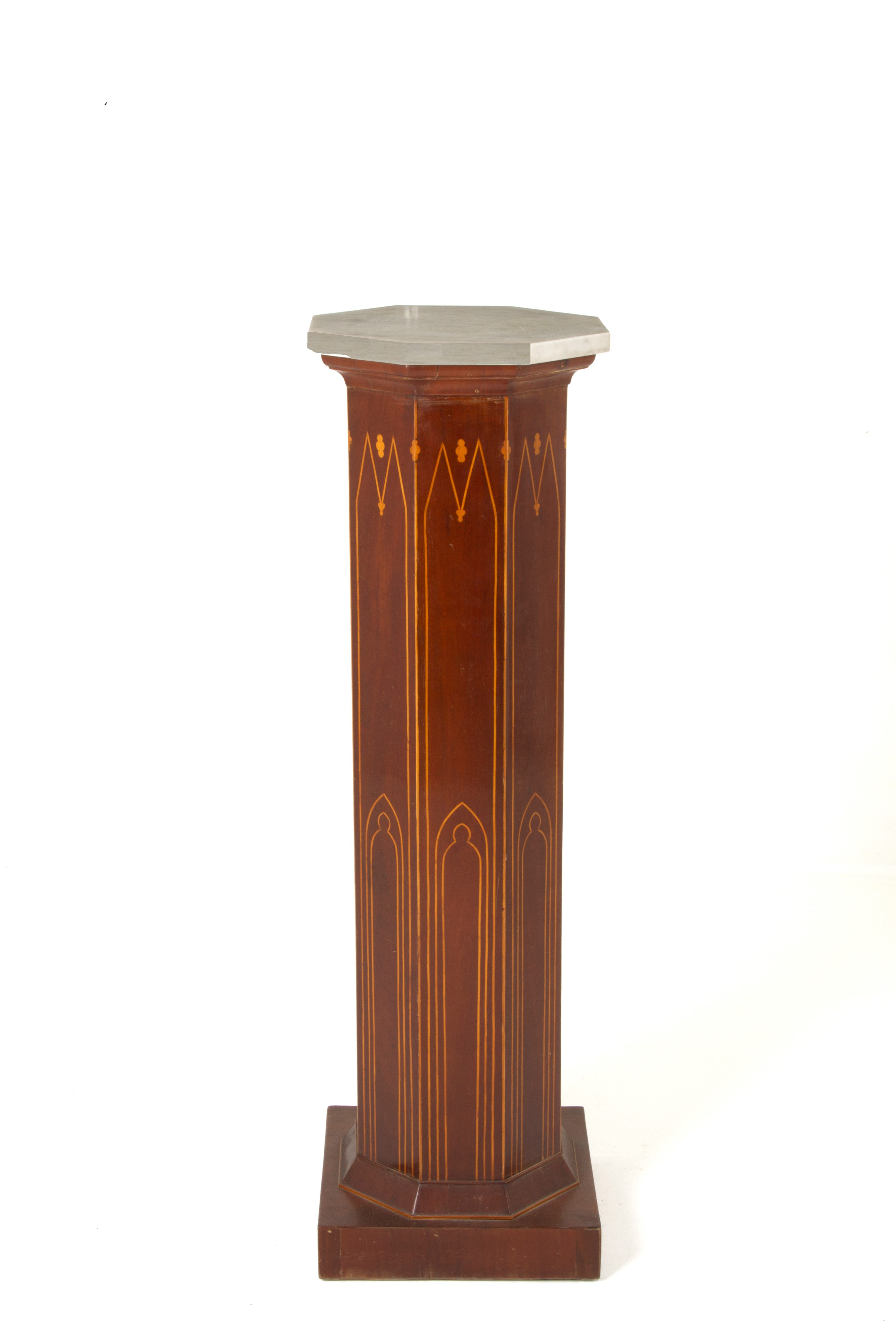 Colonna intarsiata con piano in marmo