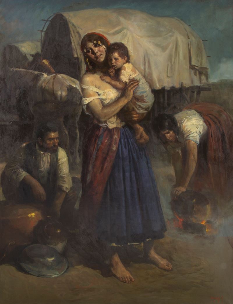 Markos Lajos - Dipinto "viandanti"