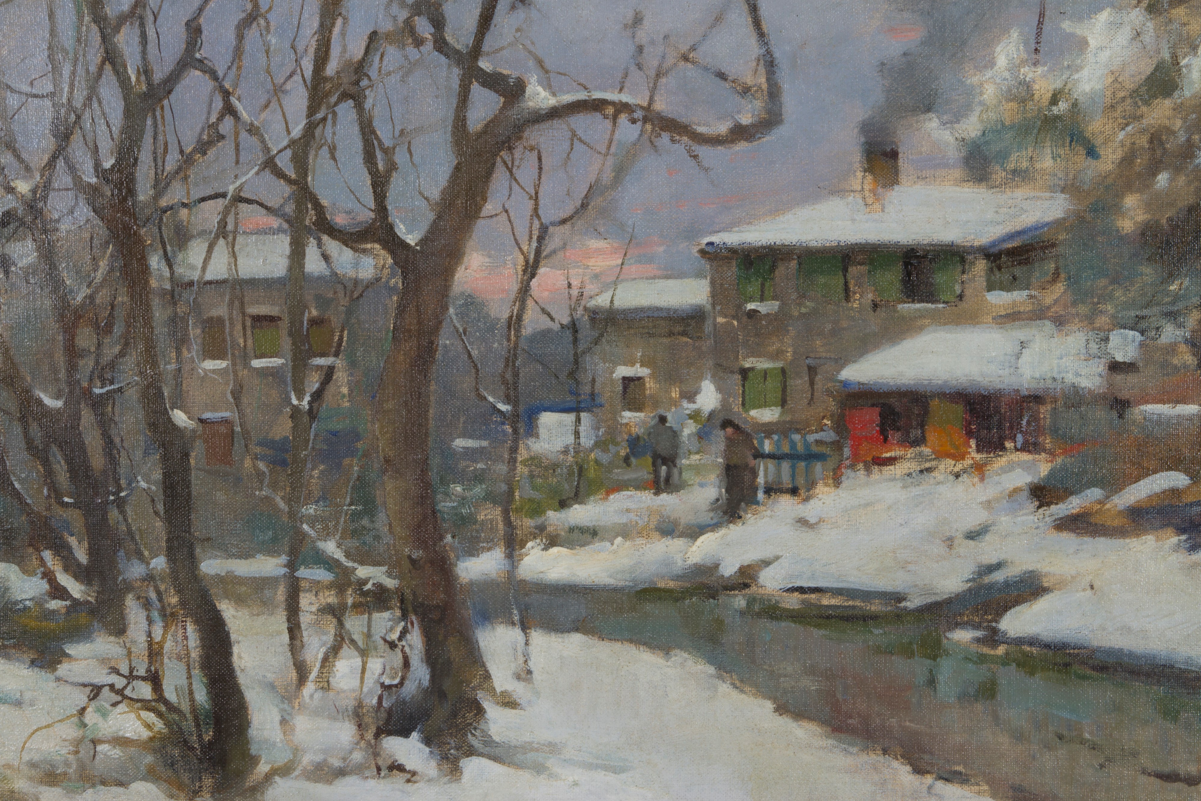 Felice Giordano - Dipinto "paesaggio Innevato"