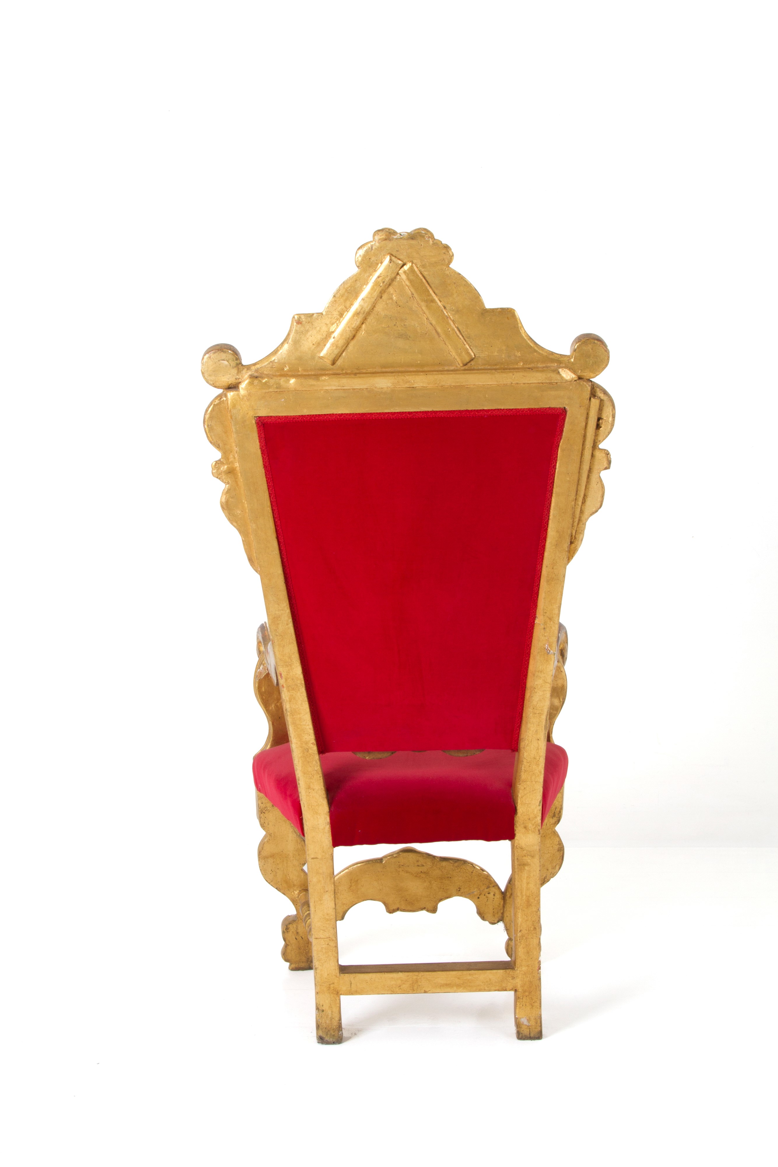 Trono in Legno e Velluto Rosso