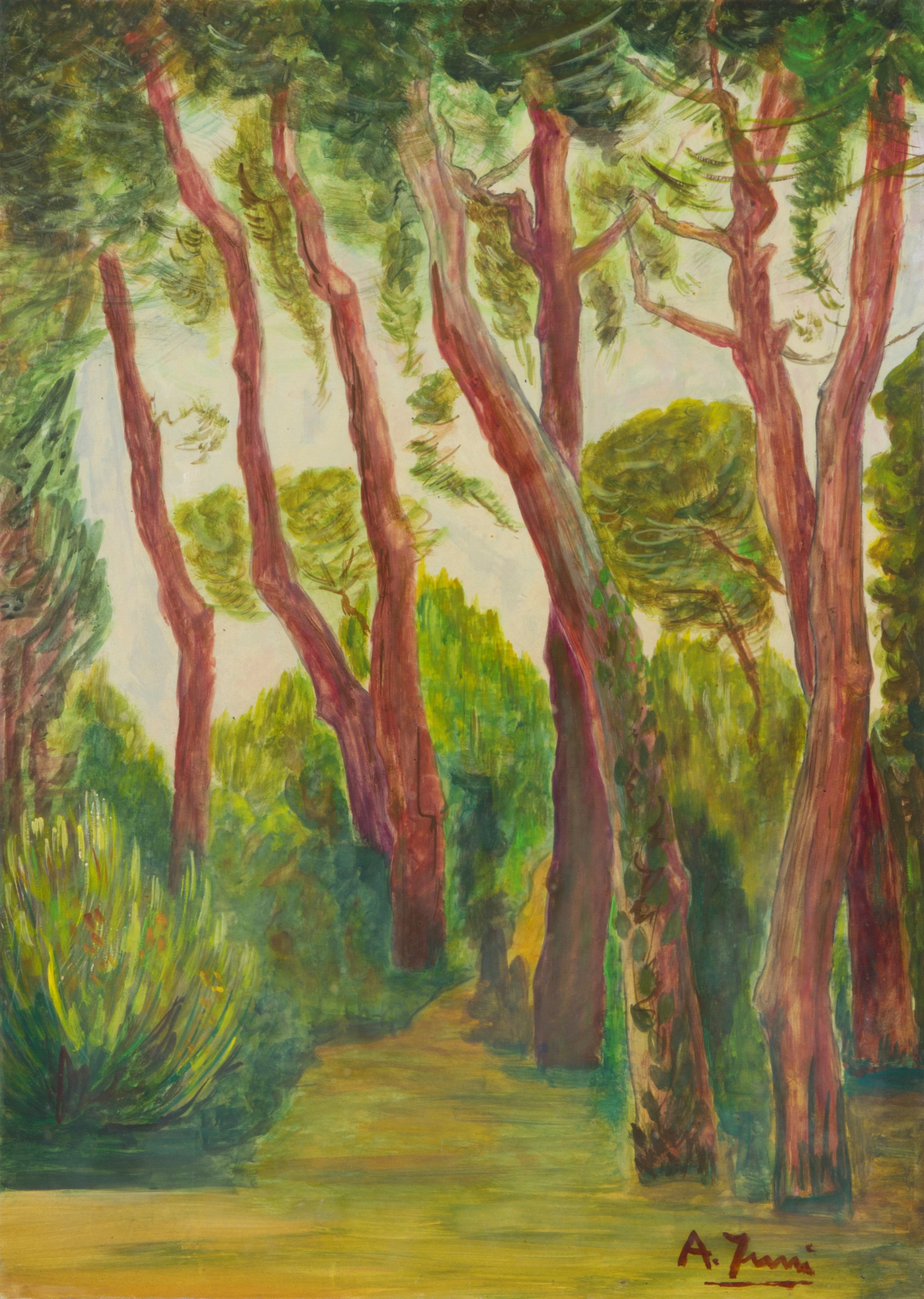 Achille Funi - Dipinto "bosco in Versilia"