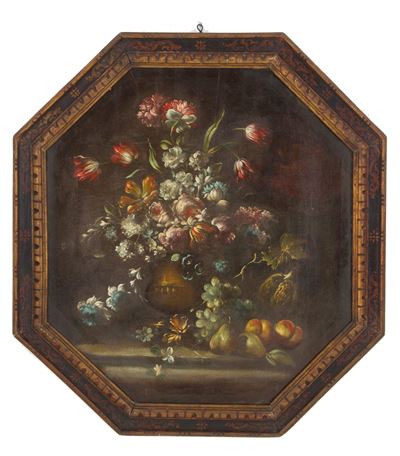 Dipinto "natura Morta con Vaso di Fiori e Frutta"