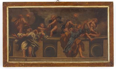 Dipinto "allegoria con Putti e Figure Maschili"