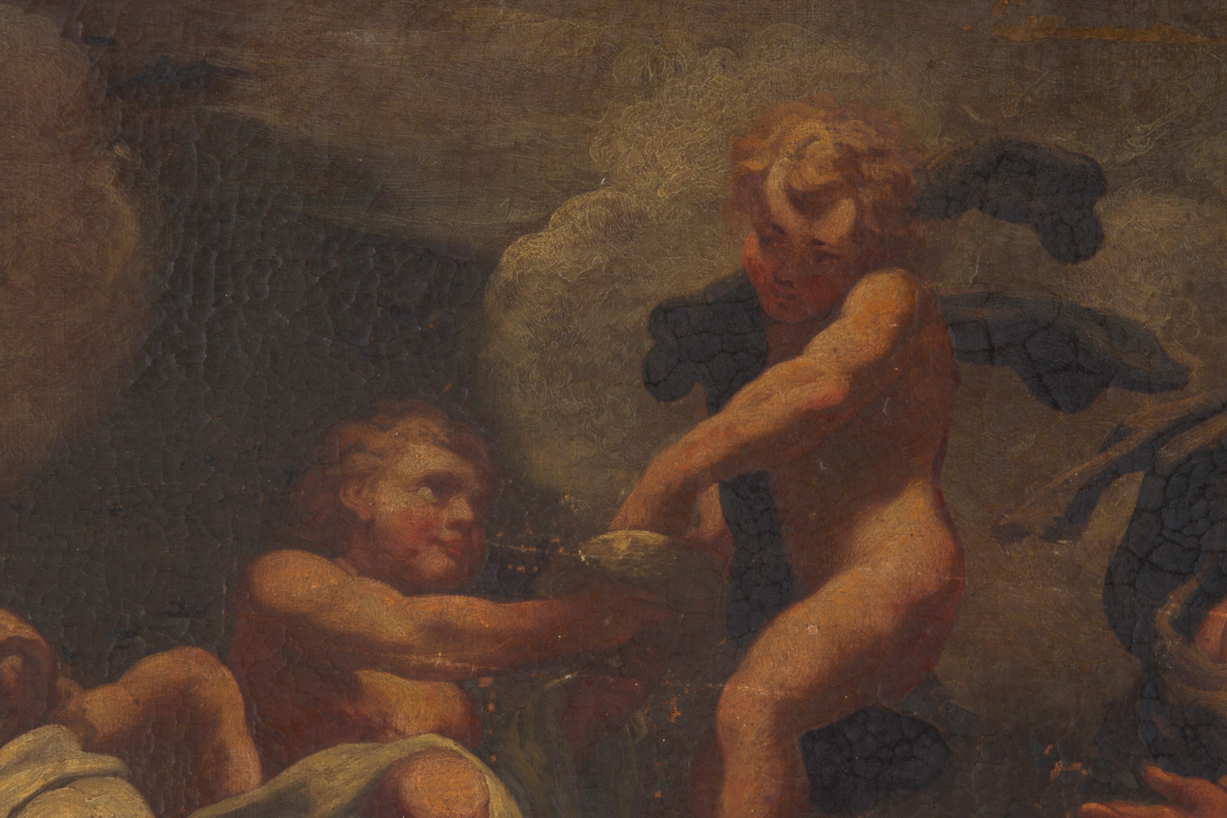 Dipinto "allegoria con Putti e Figure Maschili"