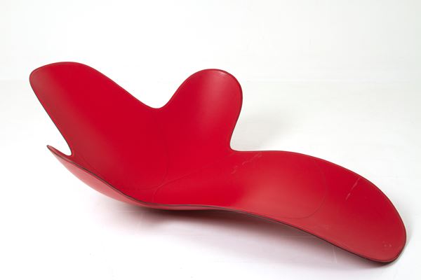MONICA GRAFFEO - Lazy Mary chaise longue in red leather for DISGUINCIO