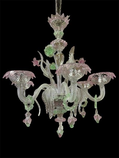 Lampadario Rosa e Verde