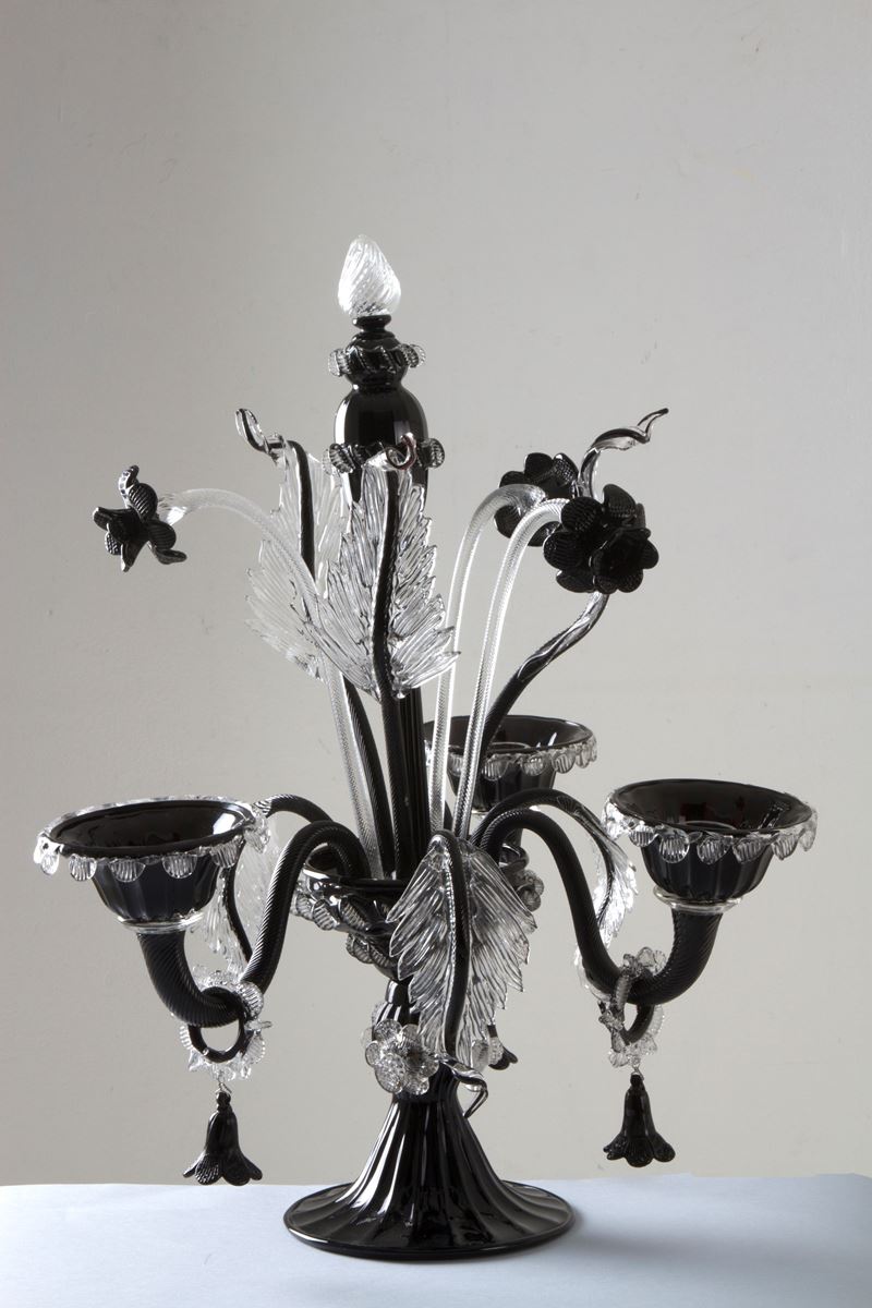 Candelabro in Vetro Nero