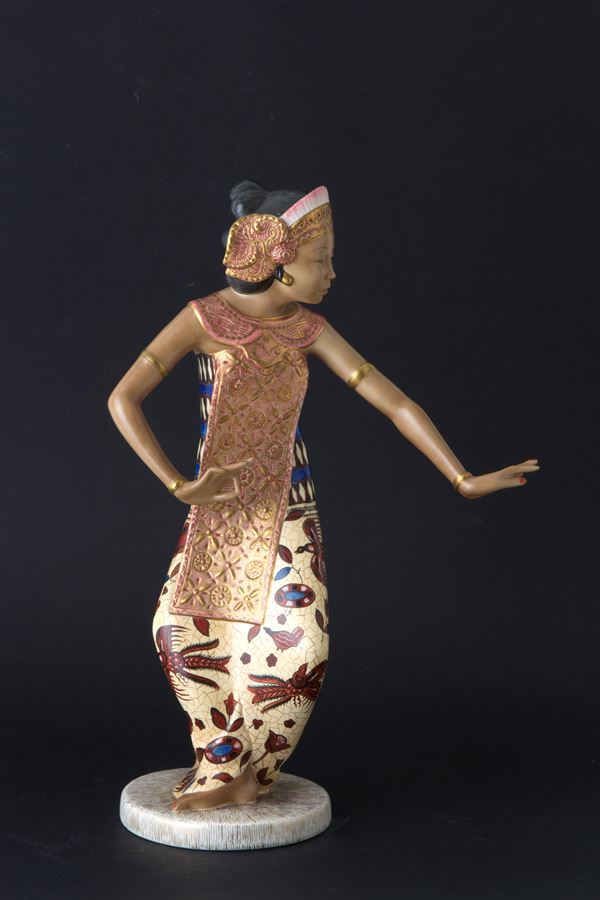 CAMILLO GHIGO - Ceramic sculpture "JAVANESE DANCER". LENCI