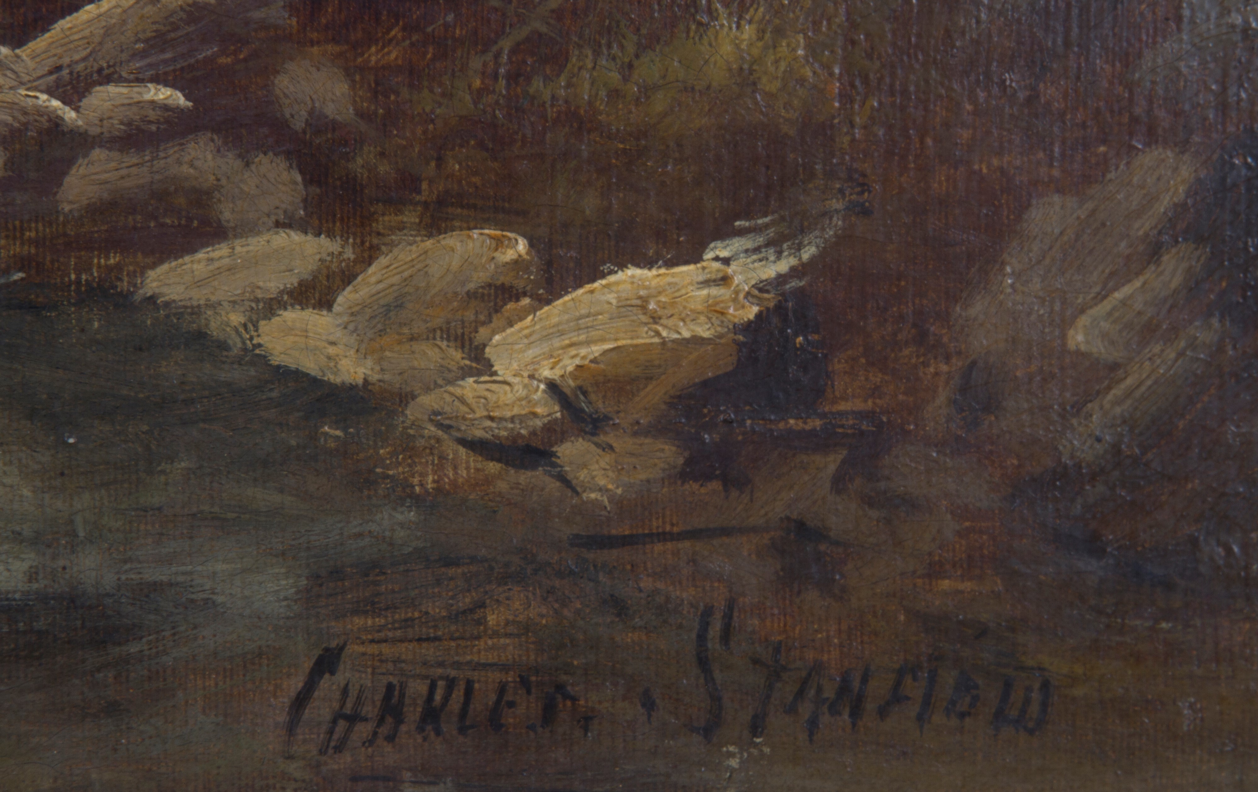 Charles Stanfield - Coppia di Dipinti "paesaggi Fluviali"