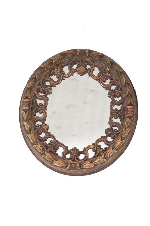 Oval wooden mirror