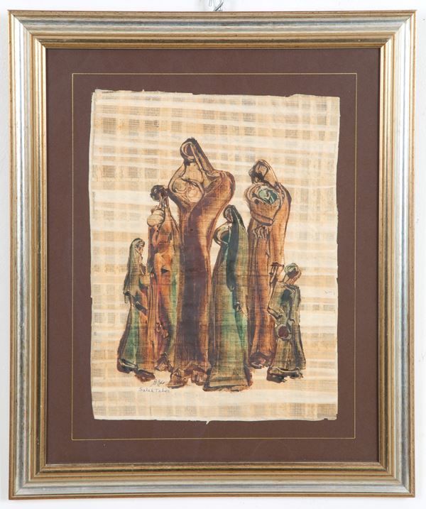 SALAH TAHER - Painting "GROUP OF WOMEN"